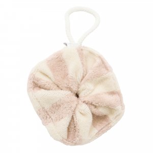 Fleur de douche enfant en éponge bambou rayée ivoire/ galet Bb&co