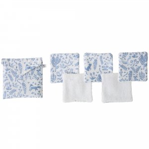 Lot lingettes lavables et pochette imprimé forêt - pierre bleue Bb&co