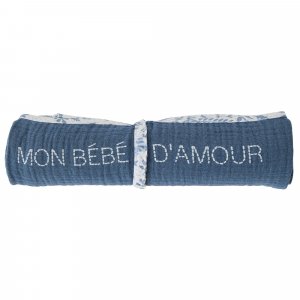 Lange gaze de coton pierre bleue / imprimé forêt Bb&co
