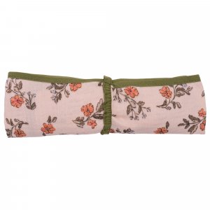 Lange en double gaze de coton gaufré fleurs / vert fougère Bb&co