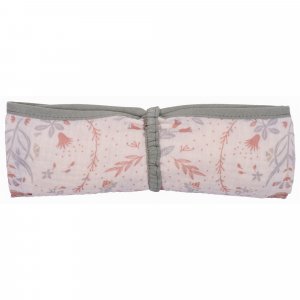 Lange en double gaze de coton gaufré imprimé jardin enchanté / vert de gris Bb&co