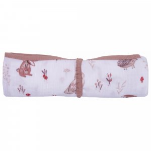 Lange en double gaze de coton gaufré clairière / mocha Bb&co