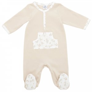 Pyjama été en coton beige / imprimé feuilles & libellules - 3 mois Bb&co