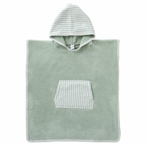 Poncho de bain à capuche bambou & gaze de coton - 3/5 ans vert de gris Bb&co