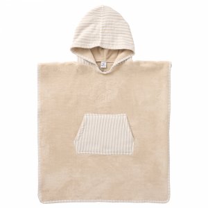 Poncho de bain à capuche bambou & gaze de coton - 3/5 ans galet Bb&co