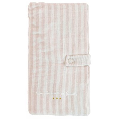 Protège-livret de famille rayé avec poche photo galet