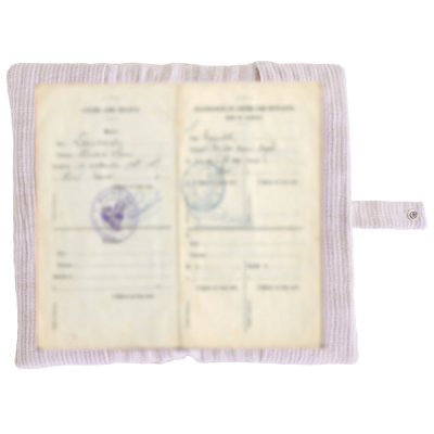 Protège-livret de famille rayé avec poche photo galet