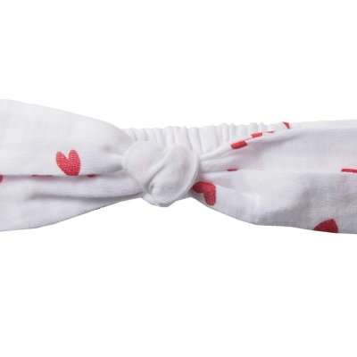 Bandeau élastiqué à nouer - gaze imprimé cœurs
