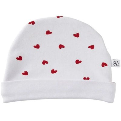Bonnet doublé blanc imprimé cœur - 1 mois