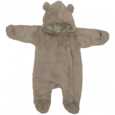 Combi pilote ours en fausse fourrure angora beige 3-6 mois