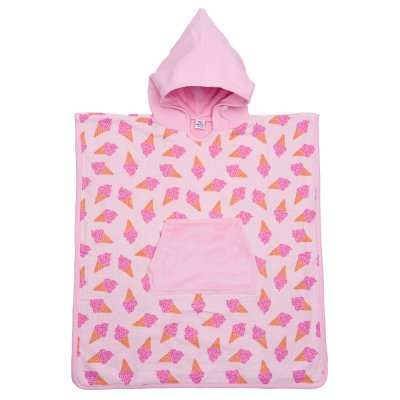 Poncho à capuche bambou et gaze de coton cornets de glace 3/5ans