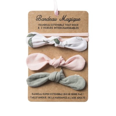 Bandeau magique (1 bandeau extensible + 3 nœuds) – assort. botanique