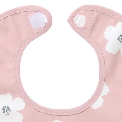 Bavoir imperméable fleurs rose & blanc