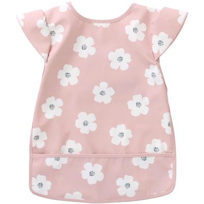 Bavoir imperméable fleurs rose & blanc 6-24 mois
