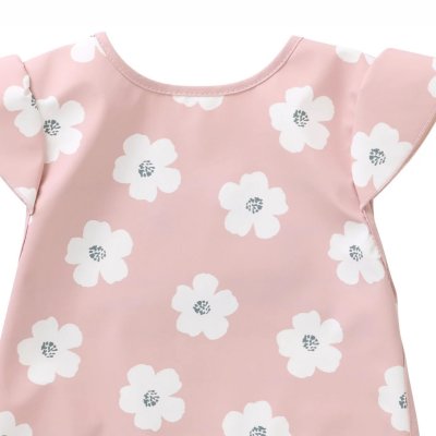 Bavoir imperméable fleurs rose & blanc 6-24 mois