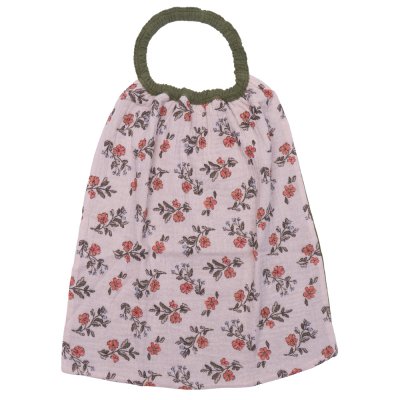 Serviette élastiquée en gaze fleurs/ fougère