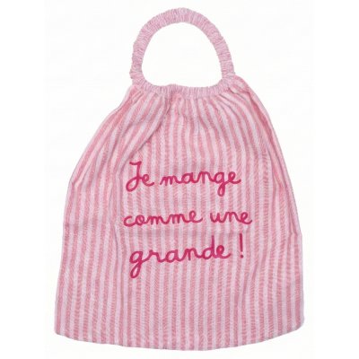 Serviette élastique enfant gaze de coton comme une grande rayé vieux rose