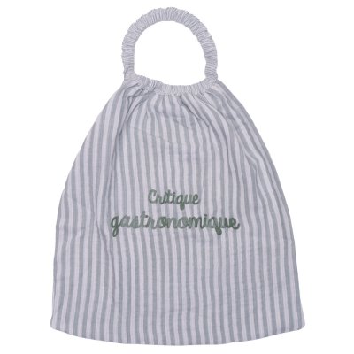 Serviette élastique enfant gaze de coton rayé vert de gris