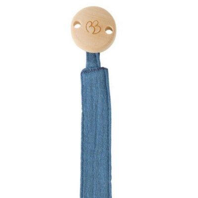 Attache-sucette gaze de coton pierre bleue