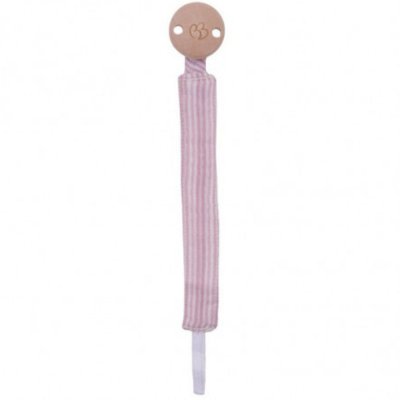 Attache-sucette gaze de coton rayé rose