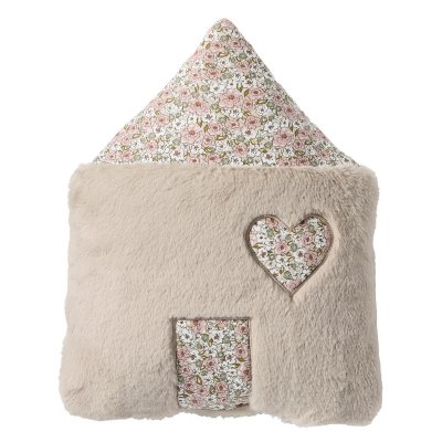 Coussin forme maison fausse fourrure liberty - afternoon tea