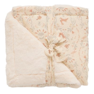 Couverture bébé luxe fausse fourrure ivoire 70 x 100 cm jardin enchanté