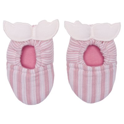 Chaussons ailes d'ange 0-6 mois rayé vieux rose