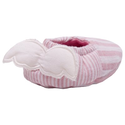 Chaussons ailes d'ange 0-6 mois rayé vieux rose