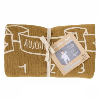 Couverture décor pour photos + 2 accessoires - havane / biscuit