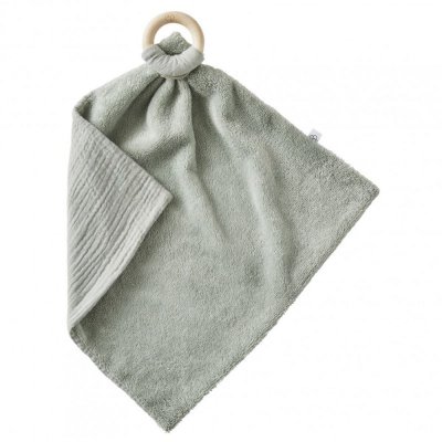 Doudou anneau de dentition vert de gris