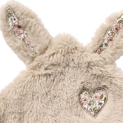 Doudou lapin petit c?ur - liberty / fausse fourrure beige