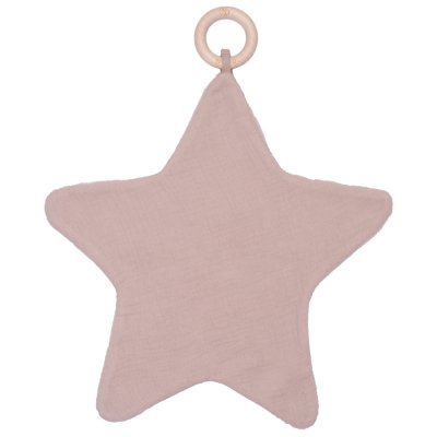 Doudou étoile bi-matière avec anneau de dentition pétale beige