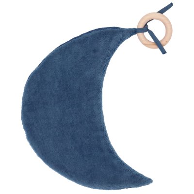 Doudou lune avec anneau dentition gaze et bambou