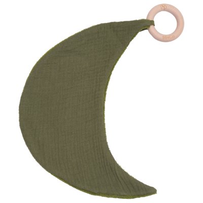 Doudou lune avec anneau dentition gaze et bambou