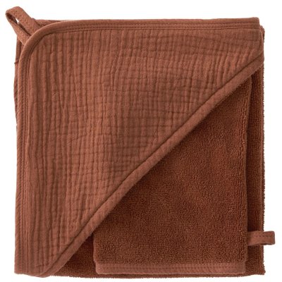 Cape de bain bébé avec gant de toilette toffee