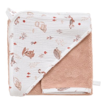 Cape de bain bambou avec gant - cosy forest
