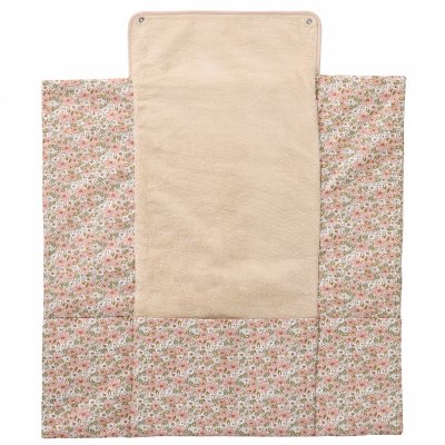 Matelas à langer nomade avec poches gaze de coton imprimé liberty / biscuit