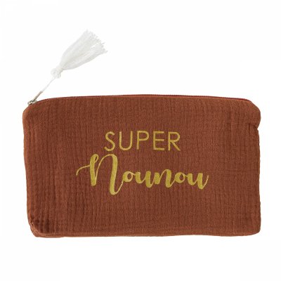 Trousse cadeau zippée en gaze de coton - super nounou