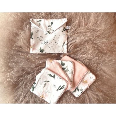 Lot lingettes lavables et pochette blush imprimé sweet garden