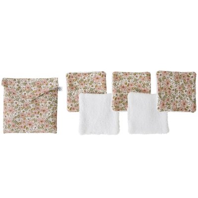 Lot lingettes lavables et pochette imprimé liberty - biscuit