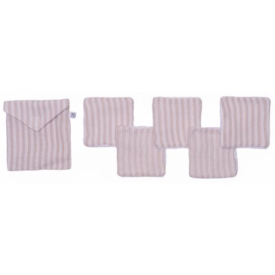 Lot lingettes lavables et pochette rayées galet