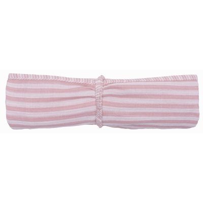 Lange en double gaze de coton gaufré rayé vieux rose