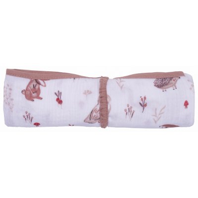 Lange en double gaze de coton gaufré clairière / mocha