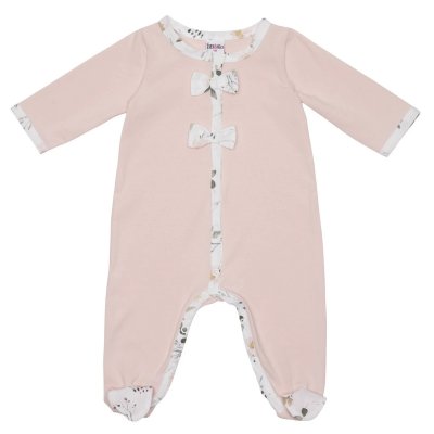 Pyjama hiver en maille bouclette blush / imprimé botanique - 6 mois