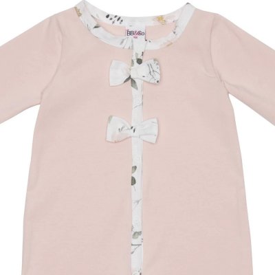 Pyjama hiver en maille bouclette blush / imprimé botanique - 12 mois