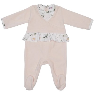 Pyjama velours blush à volant - 12 mois