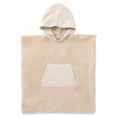 Poncho de bain à capuche bambou & gaze de coton - 3/5 ans galet
