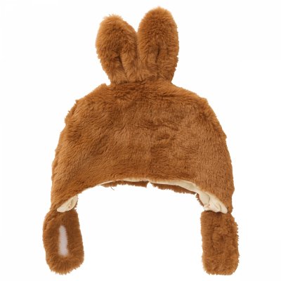 Bonnet lapin en fausse fourrure angora havane - 0/6 mois