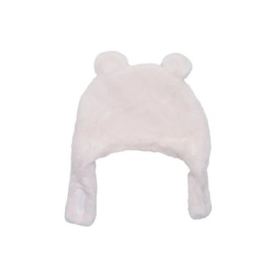 Bonnet ours en fausse fourrure angora ivoire 0-6 mois