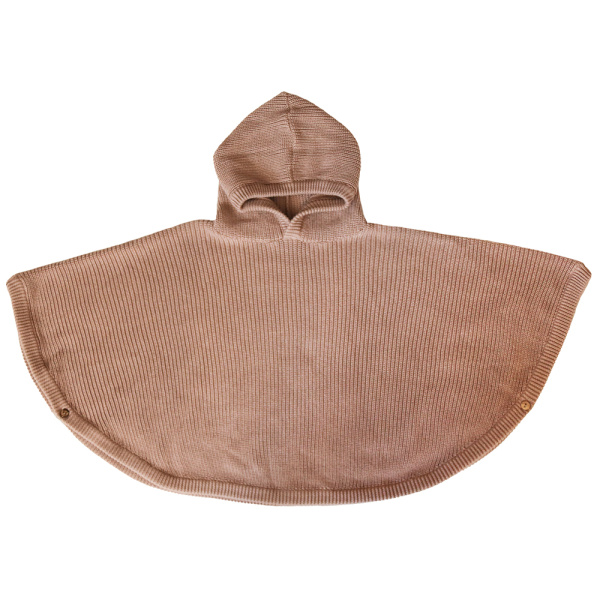 Poncho à capuche maille côtelée en coton mocha 1 à 4 ans Bb&co